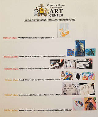 Studio - Art & Clay Lessons / Jan/Feb 2020