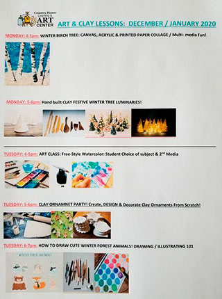 ART & CLAY LESSONS: December / Januaryr 2020